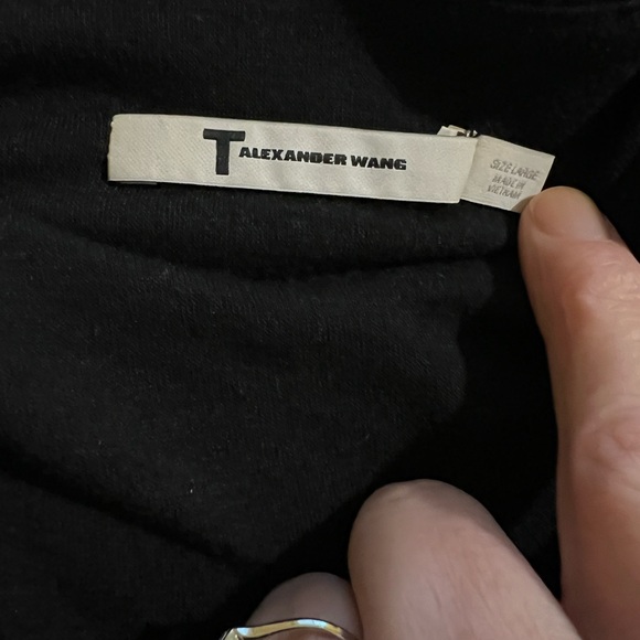 Alexander Wang black draped fitted stretch short sleeve top - Picture 4 of 8